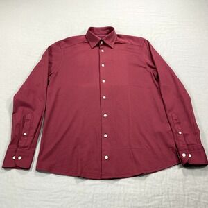 Eton Shirt Mens Small Red Classic Fit Button Up Casual Dress Adult‎
